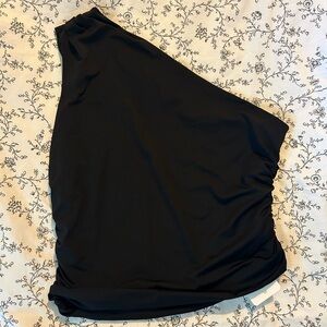 One shoulder sleeveless ruched crop top